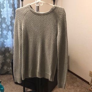 Gray crewneck sweater with button detail